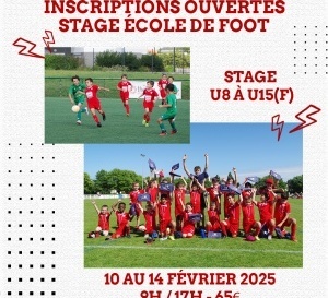 Ouverture des Inscriptions Stage Ecole de Foot de Février