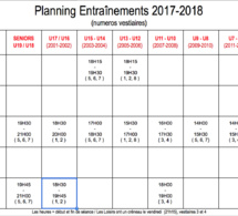 Planning entrainement 2017-2018